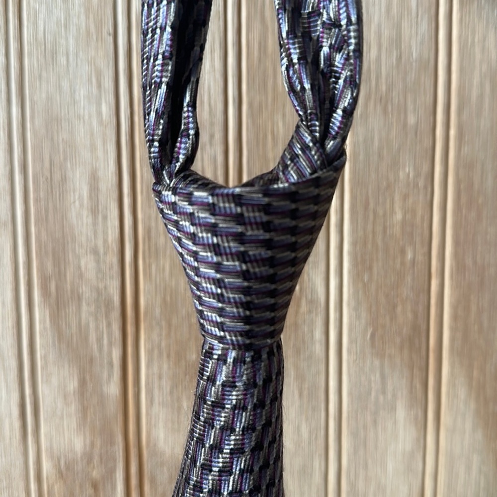 Kenneth Cole - Maroon, Black, and Tan Tie